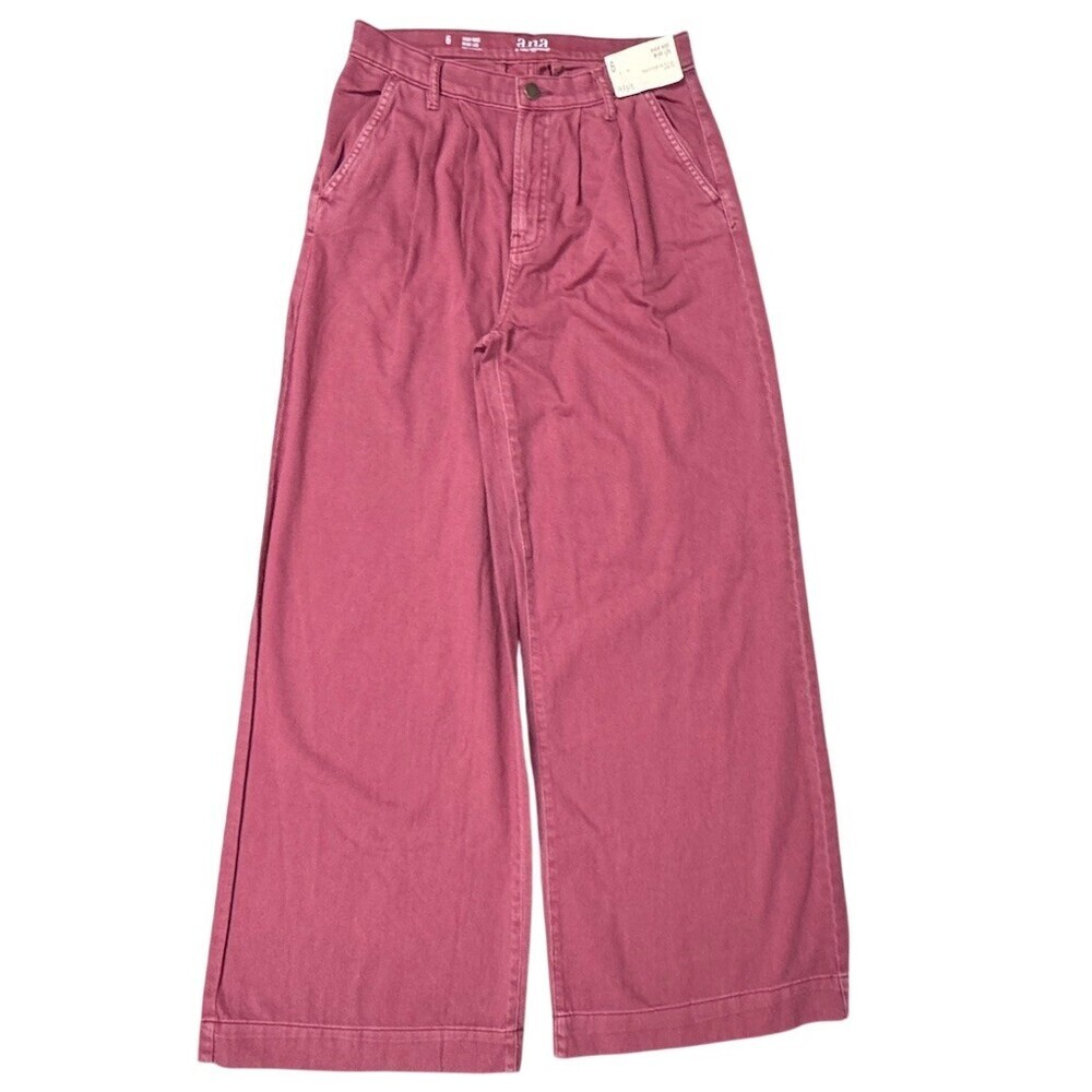 a.n.a Pants Womens Size 6 Pink High-Rise Wide-Leg